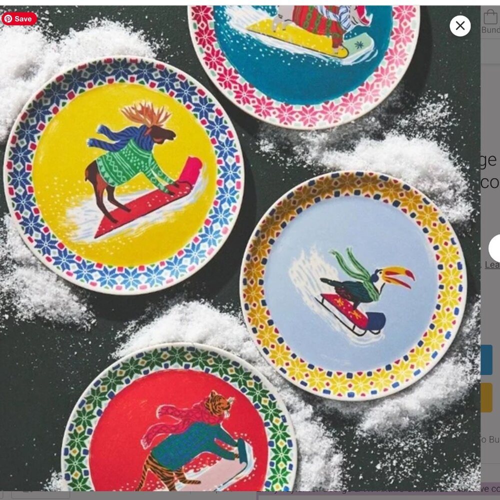 Anthropologie George & Viv by Emily Taylor Melamine Dessert Plates, Set of 4